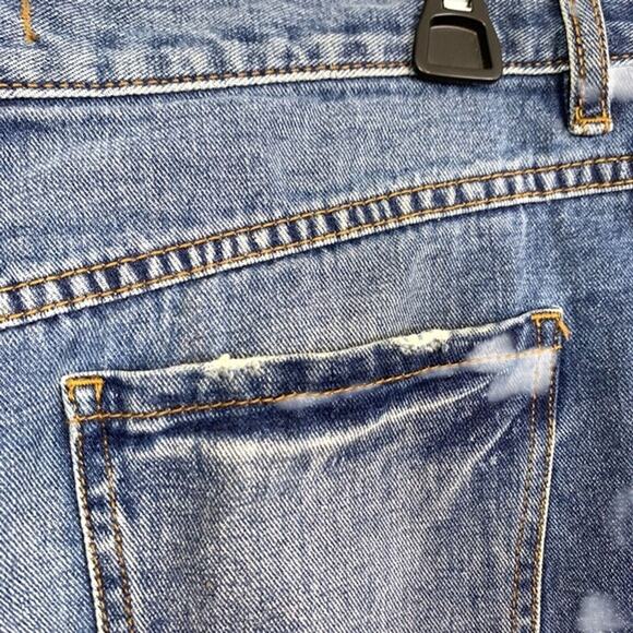 Free People Women's Blue Raw Hem Cut Offs High Rise Button Fly Jean Shorts sz 28 - Picture 16 of 16